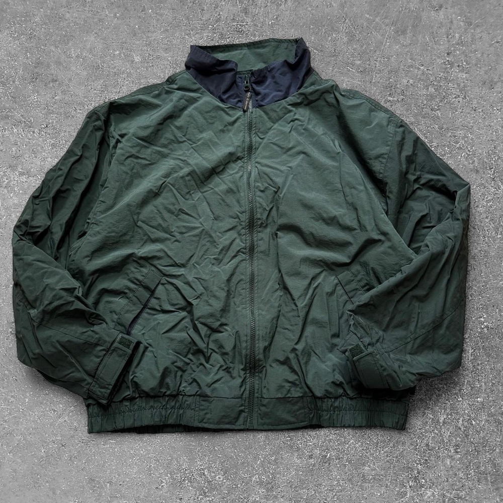 Croft & Barrow Mens Green Nylon Windbreaker Jacket Full Zip Mesh Lined XL